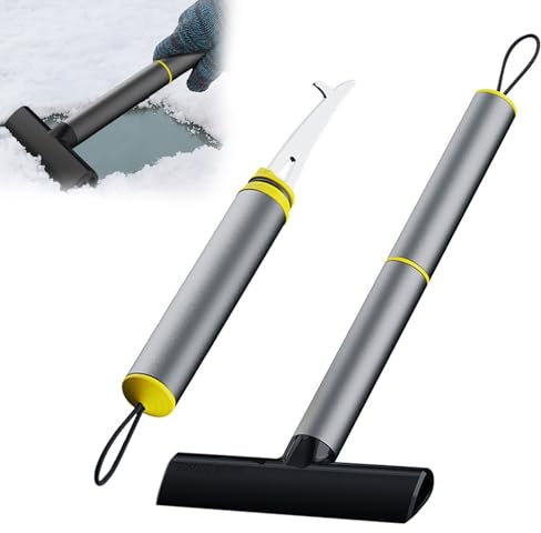 DAZZTIME Raschietto per Il Ghiaccio,2 in 1 Gratta Ghiaccio Auto,Pala da Neve Invernale,con Ganci Pulizia degli Pneumatici,per Auto Facile da riporre Adatta Ad Auto, SUV e Camion Raschiaghiaccio