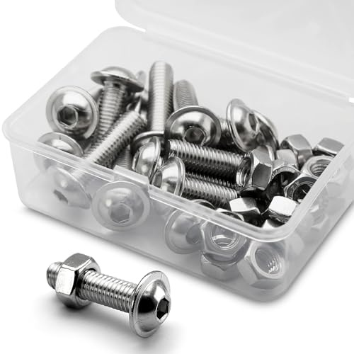 (15 Sätze) M8 x 30mm Innensechskantschrauben mit Flansch und Muttern Set 304 Edelstahl Linsenkopf Schrauben