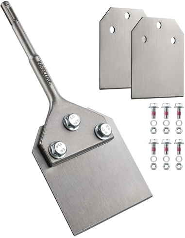Firecore SDS-Plus-Bodenschaber mit 2 austauschbaren Klingen, 10,2 cm breit, Dünnsatz-Entfernungsmeißel-Bits für SDS-Plus-Bohrhammer, Elektrowerkzeug, Flachstahlschaufel, Fliesen, Keramik,