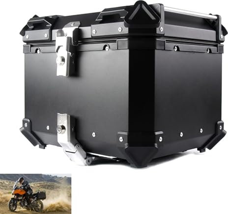 Maletero De Motocicleta, Aluminio De Motocicleta De Gran Capacidad Caja De Cola Maleta Para Equipaje De Aleación De Aluminio, Para Almacenamiento De Equipaje Y Casco, Caja Para Moto(Color:Negro,Tamaño
