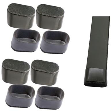 Simpracon Oval Felt Chair Leg Caps Medium Rubber Floor Protector for Wood Furniture Prevent Scratches Noiseless (Black, 8 Pieces, 40x20mm)