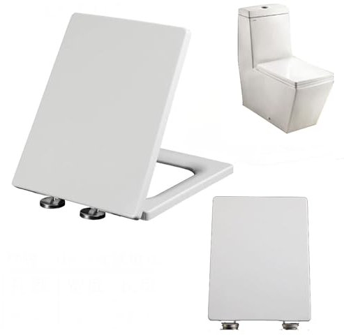 Giural WC Sitz Eckig Toilettendeckel, Klodeckel Eckig Toilettendeckel Mit Absenkautomatik, Klodeckel Quick-Release-Funktion, Klobrille Abnehmbar Passend Für Quadrat Toilette,05B