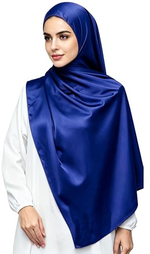 Lina & Lily Luxus-Satin Hijab Kopftuch Schal für Muslimische Frauen Extra Langer