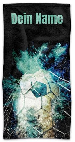 Print Royal PR Handtuch personalisiert mit Name - Badetuch mit Wunschname Bedrucken - Handtuch für Fußballer, Fußballfans, Fußball Geschenke | Individuelles Fotohandtuch - 100 x 50 cm
