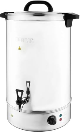 Buffalo Commercial Manual Fill Water Boiler CU549, Stainless Steel, 40Ltr | Energy-saving insulation cuts running costs, while non-slip feet prevent movement on busy commercial countertops.