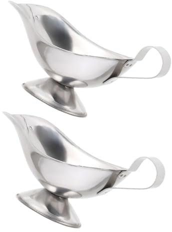Gatuida 2pcs Stainless Steel Gravy Boat Spout Mini Pitcher Sauce Cup for Gravy Sauces and Dressings – for Home Dining and Restaurant Use