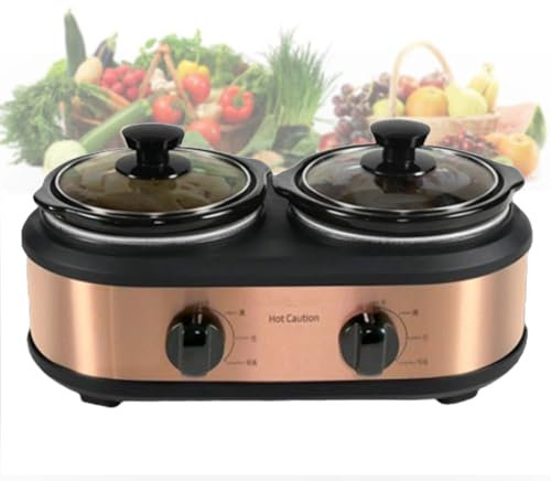 Olla de cocción Lenta portátil, Olla Desmontable/1,2 L * 2 de Gran Capacidad/3 Niveles de Ajuste de Fuego, Cocina eléctrica para cocinar durante la Noche, Adecuada para la Cocina casera
