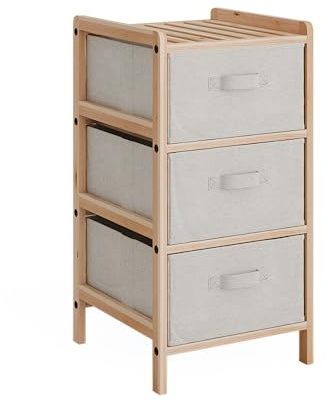 Vicco Kommode Bruno, Beige, 34.5 x 67 cm | mit 3 Stoffschubladen, zur Aufbewahrung von Wäsche und kompatibel mit Bruno-Serie