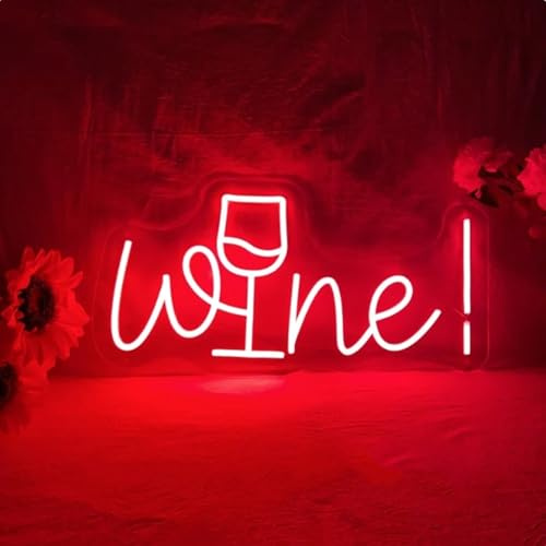 Acryl Wein Neonschild für Wand Hintergrunddekoration, LED Dimmbares Bar Neon Deko Cocktail Licht Handgefertigte Kunstlampe für Zuhause,Kneipe,Hochzeit,Party, Bar Studio,5 V USB-Betrieben