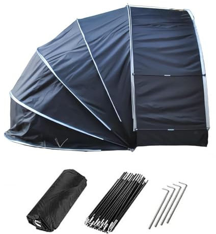 2 in 1 Fahrradzelt Outdoor Aufbewahrung Wasserdicht für 5 Fahrräder oder 1 Motorrad Schwarz Fahrradunterstand und Motorradabdeckung