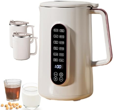 forplubossmmp Nut Milk Maker Pro Electric Tea Kettle w/2 Tea Cup, Soybean Oat Maker Machine 1.5L for Cold Drinks, Tea Milk Machine Blender for Soymilk, Juice, Porridge, Rice Paste, 800w Heating