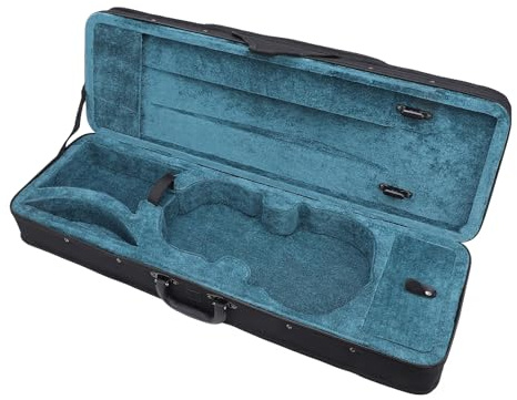 Reisekoffer für 1/2 Violine, Weiches Samtfutter, Verstellbare Schultergurte, Hartschalen-Geigenkoffer mit Stabilem Griff, Zwei Bogenhalter, Gesäßtasche, Innenfächer