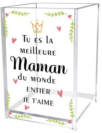 Cadeau Pour Maman,Cadeau Fete Des Meres Personnalisé,Idee Cadeau Maman Noel Noël,Idée Cadeau Fête Des Mères,Pot a Crayon Bureau,Cadeaux Fete Des Meres,Porte Stylo Bureau,Rangement Pinceau Maquillage