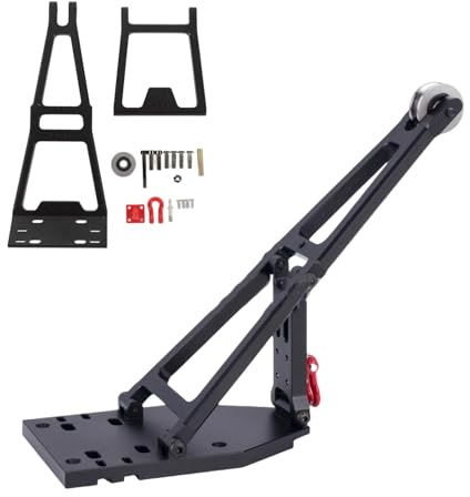 Fabater Kit de Construcción de Camión y Remolque RC, Juego de Rescate de Doble Stent con Cabrestante RC a Escala 1/10, Kit de Auxilio de Brazo de Grúa de Rescate de Aleación de Aluminio