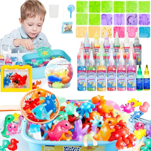 Balakaka Magic Water Elf con 20 Gel Colorati, Kit Creativo 3D Magic Gel con 18 Formine/Acquario/Vaso per raggruppare, Giocattolo Acquatico Fatto a Mano Regalo per Bambini 3+ Anni