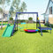 Set Altalena da Esterno con Scivolo, Trampolino, Altalena a Nido Rotondo e Altalena in Plastica, Giocattoli Altalena per Bambini