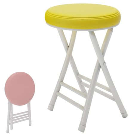 Sgabello da bar rotondo, imbottito, pieghevole, alto, da cucina, con poggiapiedi, ergonomico, nessuna installazione richiesta, altezza 50 cm (marrone)
