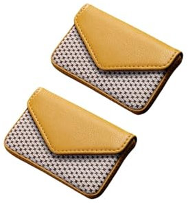 Visitenkarten Etuis, Modische langlebige Visitenkarten-Aufbewahrungsbox aus PU-Leder Unisex, minimalistische Ausweishülle, tragbares leichtes Kartenetui, magnetischer Öffnen Schließen(Yellow1-2pack)