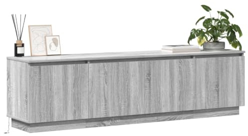 vidaXL Meuble TV Gris Sonoma 180 x 38 x 49 cm Bois d'ingénierie, Meuble TV rectangulaire Moderne, Armoire Murale Multifonction, unité LED pour Un Style chez soi organisé