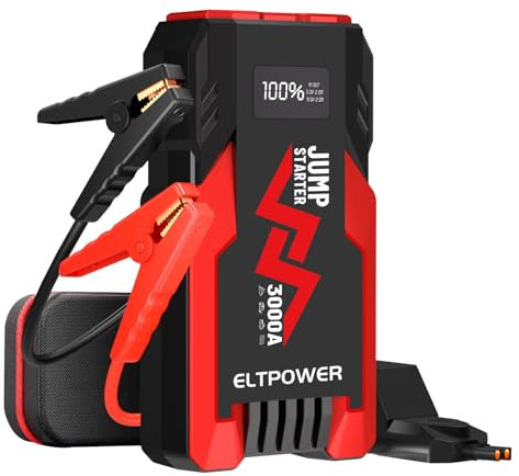 ELTPOWER 1600A Jump Starter Power Pack(Up to 5L Gas/3L Diesel), Car Battery Booster Jump Starter with Jump Leads,LED Flashlight and LED Display,Jump Pack for 12V Vehicles Pickup SUV Boat Motorcycle