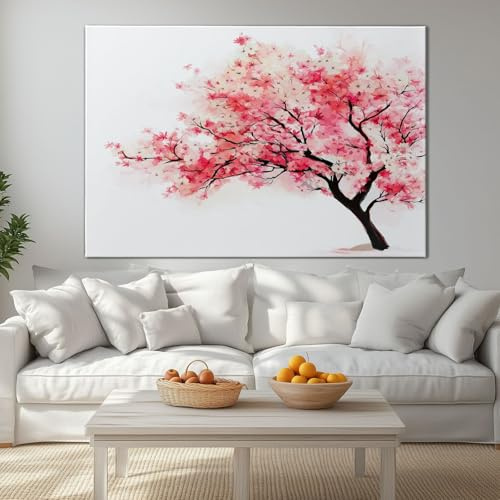 Genérico Cuadro Decoracion Salón Plantas Cerezo En Flor 120 x 60 cm para Dormitorio Oficina Cocina, Tema Romántico Pared Cuadros de lienzo - Sin Marco