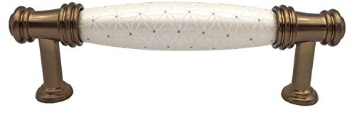 Schrankgriff, 12,7 cm, cremefarben, Schubladengriff, Schrankgriff, Keramik, Schrankgriff, Porzellan, Kommode, Küchenbeschläge, Goldbronze, 128 mm Mitten/CC: 5 Zoll)(L:4.8 (120 mm)/C-C:3.75(96 mm))