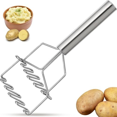 Kartoffelstampfer Edelstahl, Kartoffelpresse für Kartoffelpüree, Metall-Kartoffel-Reicer mit Spiegelpolitur, Für Haushaltsköche und Gesundheitsbewusste Personen, Kartoffelstampfer Küche