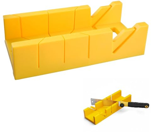 SenaiMy 300mm Heavty Duty Mitre Box with 45 & 90 Degree Cutting Angles, High-Impact ABS Plastic Miter Box for Woodworking, Skirting Board, Picture Frames & DIY Home Improvement - Yellow