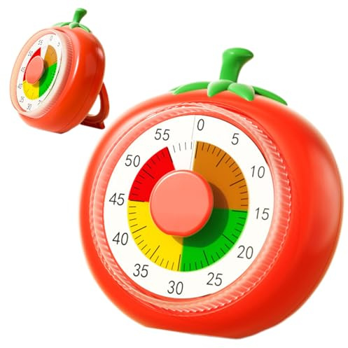 Timer visivo 60 minuti per bambini – Design frutta 1 ora orologio conto alla rovescia meccanico – Dispositivo di apprendimento a casa con allarme per scrivania per bambini, cucina