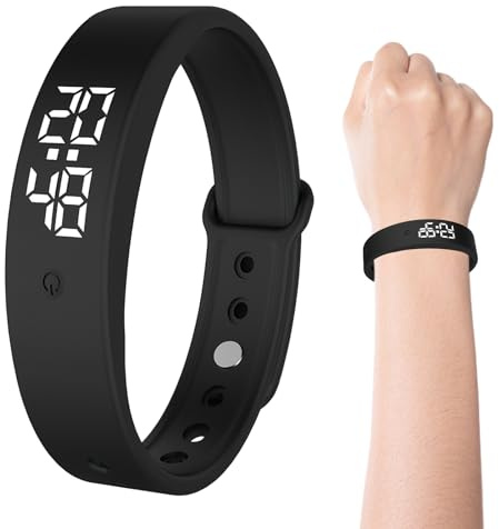 Modelo Despertador Vibracion MuñEca De Color Negro,Ajustable,Y Cuenta con Funciones De Despertador,Temporizador,CronóMetro,VisualizacióN De Fecha Y MedicióN De Temperatura Corporal