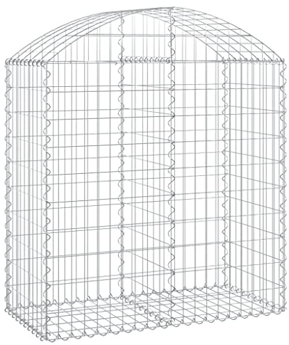 Nqyjm Garden Mesh Fence Gabion Basket Arched 100 x 50 x 100/120 cm Galvanised Iron Gabion Wall Stone Cages for Outdoor Patio Lawn Decorative