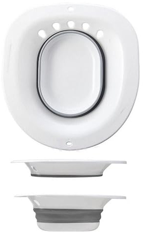 APXB Foldable Sitz Bath for Toilet, Portable Seat Sitz Bath Basin for Hemorrhoids, Portable Bidet BPA Free Temperature Resistant, Fits Universal Toilets and Commode Chair (White)