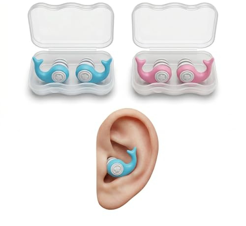 SWYZOR Tapones para los oídos para Natación, 2 Pares de Tapones Tapones Oidos Natación para los oídos de Silicona Reutilizables Impermeables para Nadar, Surfear, Esnórquel y Otros Deportes Acuáticos