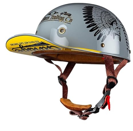 Casco Mezzo Moto Vintage Caschi Jet E Demi-Jet Approvato DOTECE Aperto Casco Retrò Scooter Caschi Cromwell Quattro Stagioni Elmetto Scodella Per Adulti Uomini Donne B,XXL:63-64CM