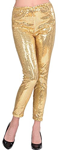 W WIDMANN MILANO Party Fashion - Paillettenleggings für Damen, glänzende Disco Leggings im 70er Jahre Stil, für Karneval, Party Outfit