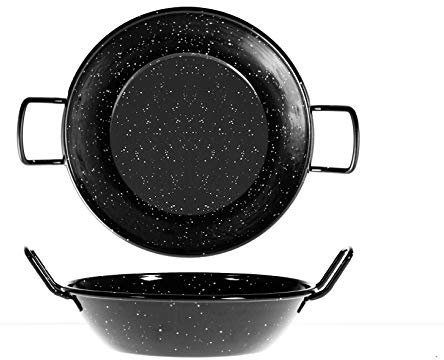 La Valenciana Paellera (20 cm, Acero Inoxidable, esmaltado, con 2 Asas), Color Negro, Esmalte