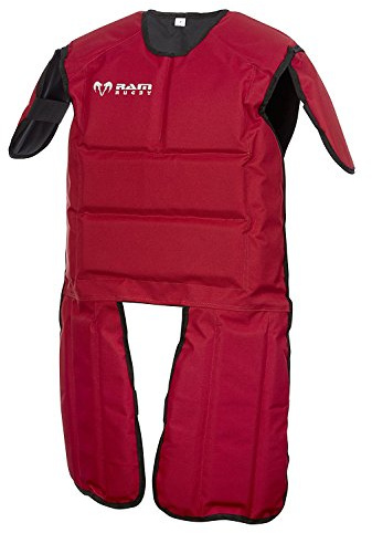 Ram Rugby Tackle Suit - Full-Contact Training Gear, Durable 600D Cordura, Reversible Red/Black Design, Lightweight Foam Protection, Sizes for Seniors, Youth, and Juniors