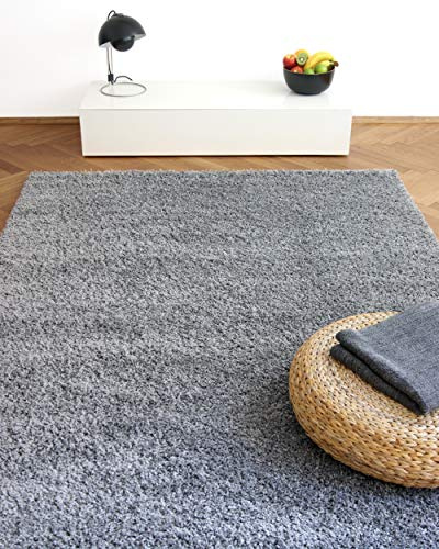 floor factory Hochflor Shaggy Teppich Colors Silber/grau 160x230cm - pflegeleichter und günstiger Langflorteppich