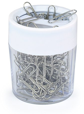 Rapesco PCH000A1 Portaclips Magnético para Papeles con 100 Clips, Blanco/Transparente