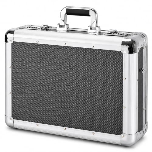 Alumaxx Laptop-Attachékoffer C-1, aus Aluminium, ca. 45,5 x 35 x 15,5 cm, in Carbon-Look Laptop Rollkoffer, 12.16 L, Silber-Carbon