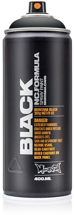 Montana Cans Montana Black 400ml Color, Spray Paint, 400_ml, 13.52 Fl Oz (Pack of 1)