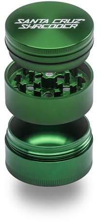 Santa Cruz Shredder Spice Grinder 3 Piece Medium 2 1/8 Superior Grip and Aluminium (Green)