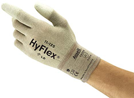 Comasec & Marigold Ansell HyFlex 11-135 Arbeitshandschuhe, Mechanikschutz, Schnittschutz, Industrie und Mechaniker Handschuhe, Montagehandschuh, Damen Herren, Waschbar, Grau, Größe XS (12 Paar)