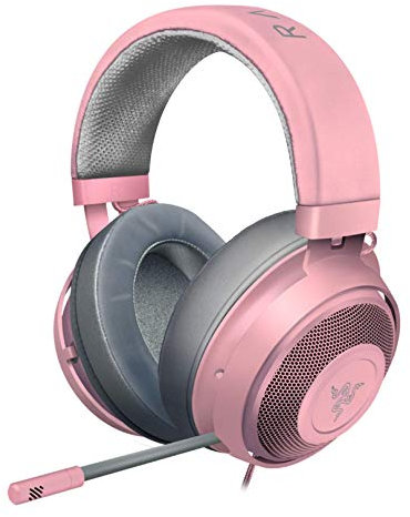 Razer Kraken Gaming Headset: Lightweight Aluminum Frame, Retractable Noise Isolating Microphone, For PC, PS4, PS5, Switch, Xbox One, Xbox Series X & S, Mobile, 3.5 mm Audio Jack, Quartz Pink