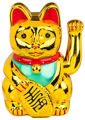 MIK funshopping Maneki Neko - Gatto per vignino, decorato, 20 cm