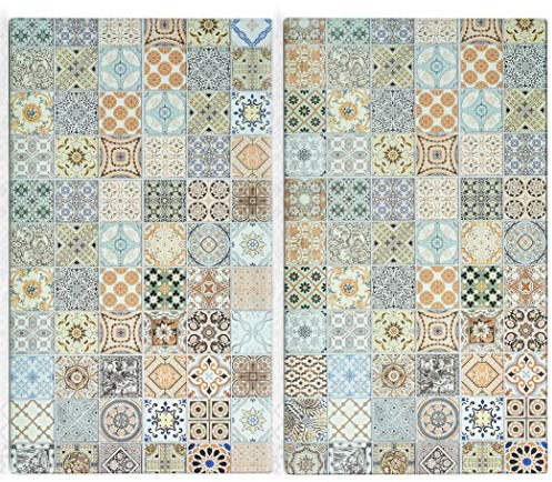 Zeller 26325 Herdabdeck-/Schneideplatten-Set Mosaik, 2-tlg., Glas, ca. 30x52 cm