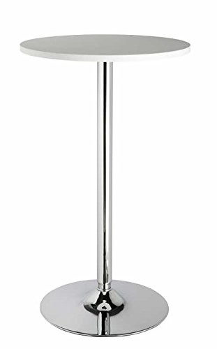 MUEBLIX.COM | Mesa Alta Bar SNAK | Tamaño: 102 cm (Altura) y 60 cm (Diametro) | Mesa Alta Redonda para Bares y Cafeterias | Tablero Superior de MDF con Patas y Base Cromadas | Color Blanco
