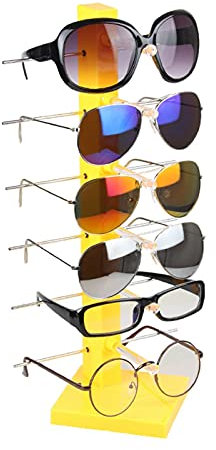 hanxiaoyishop Brillenhalter Schmuck Organizer Stand 6 Paar Kunststoff Sonnenbrillen Brillen Brille Rack Display Stand Organizer Show Halter Rack Brillenständer (Color : Yellow)
