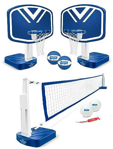 GoSports Splash Hoop 2-in-1 Full Court Pool Basketball & Volleyball Game Set