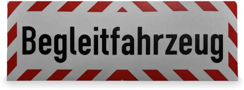 Betriebsausstattung24® KFZ Hinweisschild Begleitfahrzeug | 50,0 x 12,5 cm | Magnetfolie, retroreflektierend | Befestigungsart: Zum Anheften | Auto Schild | PKW Markierung | Fahrzeug Kennzeichnung
